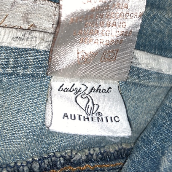 Vintage Y2K Authentic Baby Phat Low Rise Flare Jeans With Gold‎ Design Size 9 - Picture 7 of 11